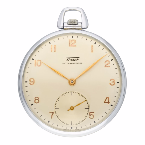 POCKET WATCH TISSOT VINTAGE STAINLESS STEEL 45MM YEAR 1970