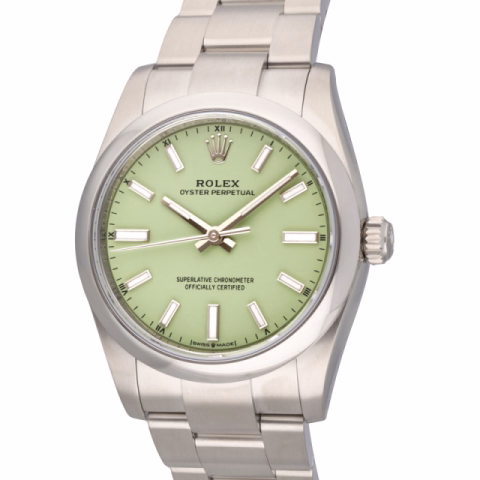 OYSTER PERPETUAL 124200 STAINLESS STEEL PISTACCHIO DIAL 34MM FULL SET NEW 2026