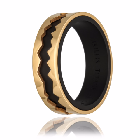 RING AKILLIS ROSE GOLD 18KT BLACK DLC TITANIUM SIZE 13 / 53 
