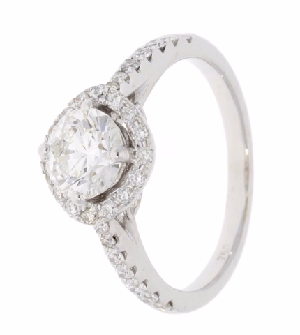 RING SOLITAIRE WHITE GOLD DIAMOND MIDDLE 1.02ct F / VS2 SMALLER 0.44ct GIA CERTIFICATE