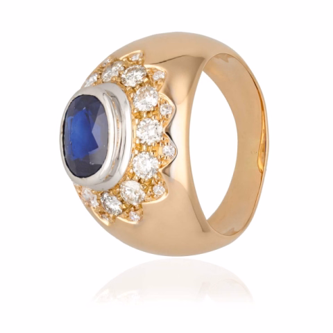 RING ROSE GOLD 18KT DIAMOND 1.10ct G / VVS SAPPHIRE 2ct SIZE 18 / 58