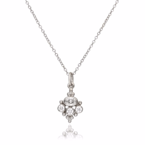 NECKLACE PENDANT WHITE GOLD 18KT DIAMONDS 0.45ct 3.6GR