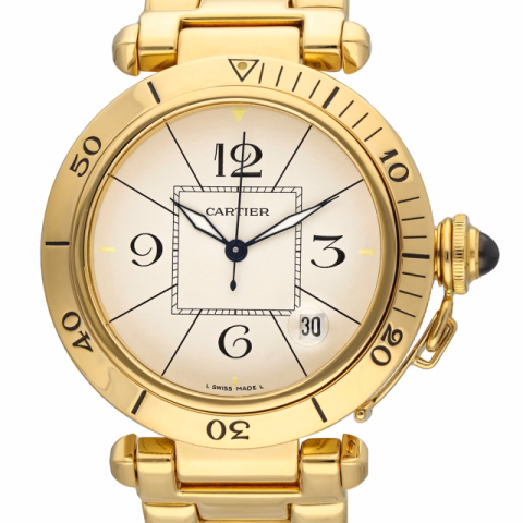 CARTIER PASHA 1990 YELLOW GOLD 38 MM 