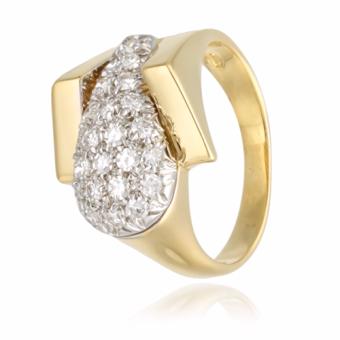 RING YELLOW WHITE GOLD 18KT DIAMONDS 0.7ct G / VVS1 5GR SIZE 8.5 / 48.5