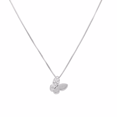 SALVINI NECKLACE WITH BUTTERFLY PENDANT IN WHITE GOLD 18KT AND 0.10ct DIAMONDS 6.6GR