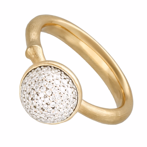 LOTUS RING MEDIO IN YELLOW GOLD 18KT 76 DIAMONDS TOTAL 0.40ct SIZE 11/51