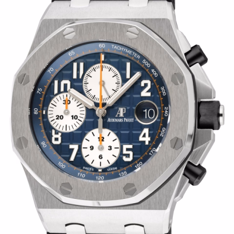 ROYAL OAK OFFSHORE 26470ST.OO.A027CA.01 STEEL RUBBER BRACELET BLUE DIAL FULL SET 42MM