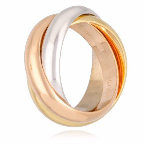 RING TRINITY WHITE GOLD, YELLOW GOLD AND ROSE GOLD WEIGHT 14.85 GR SIZE 12