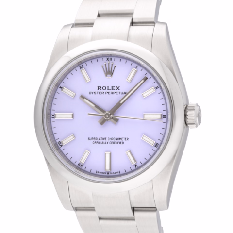 OYSTER PERPETUAL 124200 STAINLESS STEEL AND DIAL LAVENDER 34 MM FULL SET YEAR 2026
