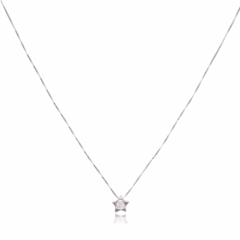 NECKLACE WITH STAR PENDANT WHITE GOLD 18KT DIAMOND 0.07ct G - VVS WEIGHT 1.40GR LENGHT 20CM