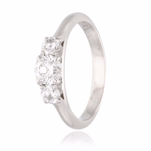 RING TRILOGY BUCHERER WHITE GOLD 18KT DIAMONDS CENTRAL 0.50ct LATERAL 0.30ct WEIGHT 3.3GR SIZE 12 / 52