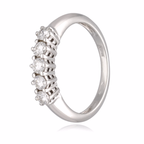 TRILOGY RING WHITE GOLD DIAMONDS 0.50 CT WEIGHT 3.10 GR SIZE N°12