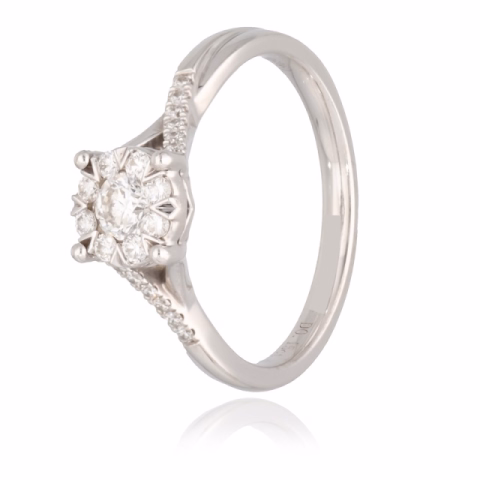 RING SOLITAIRE WHITE GOLD 18KT 0.28ct DIAMONDS WEIGHT 2.15GR SIZE 8 / 48