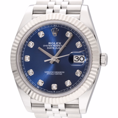 DATEJUST 41 126334 STAINLESS STEEL BLUE DIAL DIAMOND INDEX 41MM FULL SET 2018